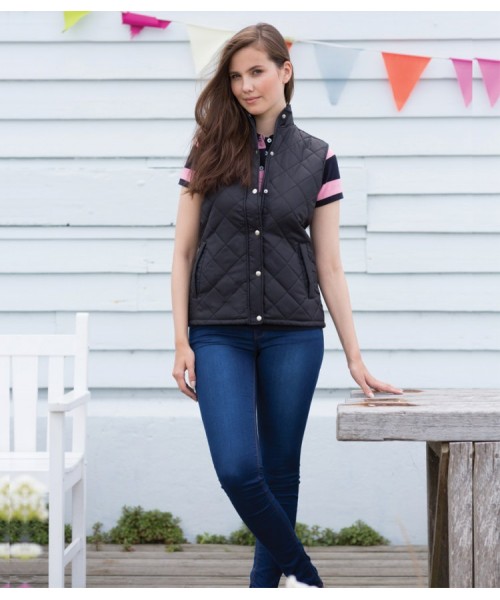Plain Gilet Ladies Diamond Quilted Front Row