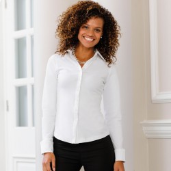 Plain Stretch Top Ladies Long Sleeve Russell White 215 gsm Black 220 GSM