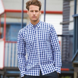 Plain Cotton Shirt Long Sleeve Checked Front Row 140 GSM