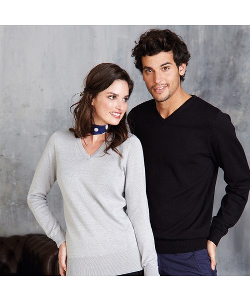 Plain V Neck Sweater Ladies Cotton Acrylic Kariban 290 GSM