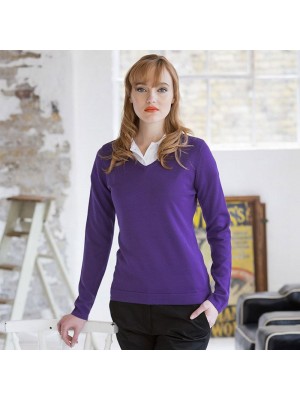 Plain V Neck Sweater Ladies Lightweight Henbury