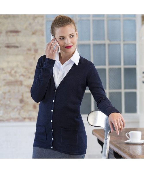 Plain V Neck Cardigan Ladies Henbury