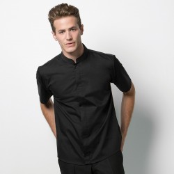 Plain Mandarin Collar Shirt Short Sleeve Kustom Kit 120 GSM