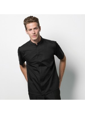 Plain Mandarin Collar Shirt Short Sleeve Kustom Kit 120 GSM