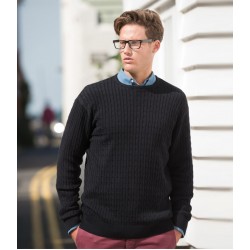 Plain Jumper Cable Knit Crew Neck Front Row