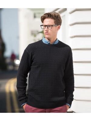 Plain Jumper Cable Knit Crew Neck Front Row