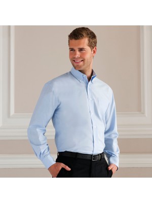 Plain Oxford Shirt Long Sleeve Easy Care  Russell White 130 gsm Cols 135 GSM