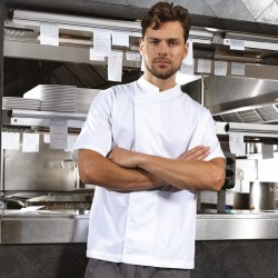Plain short sleeve tunic Culinary pull-on chef's Premier 195 GSM