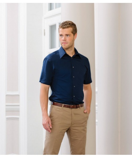 Plain Tencel Fitted Shirt Short Sleeve Russell 136 gsm