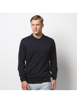Plain Polo Shirt Long Sleeve Arundel Knitted Kustom Kit