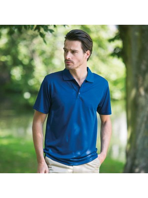 Plain Cooltouch® textured stripe polo Henbury 180 GSM