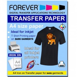 A4 (8.3 x 11.7 inches) InkJet Transfer Paper DARK Garment Forever brand