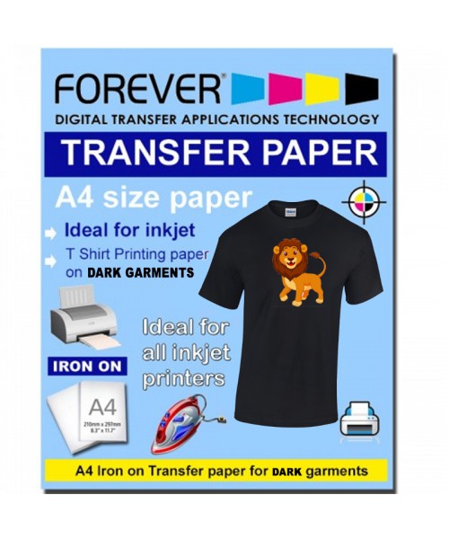 A4 (8.3 x 11.7 inches) InkJet Transfer Paper DARK Garment Forever brand