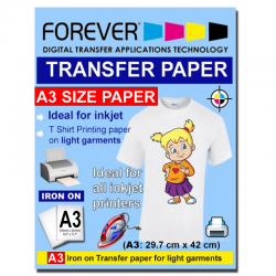 A3 (11.69 x 16.53 inches) InkJet Transfer Paper Light Garment Forever brand