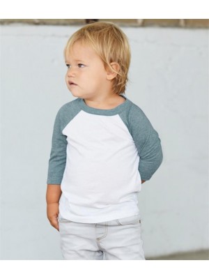 Plain TODDLER 3/4 SLEEVE BASEBALL T-SHIRT CANVAS 130 GSM