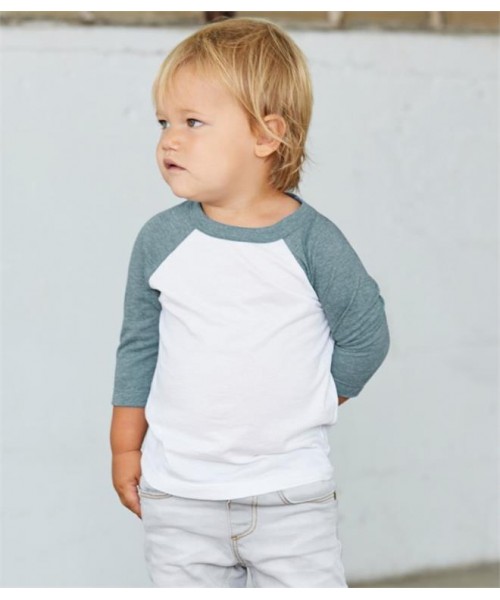 Plain TODDLER 3/4 SLEEVE BASEBALL T-SHIRT CANVAS 130 GSM