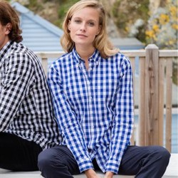 Plain LADIES LONG SLEEVE CHECKED COTTON SHIRT FRONT ROW 140 GSM