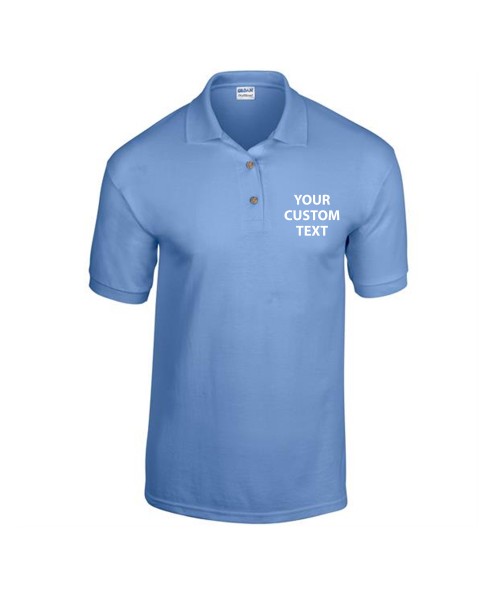Personalised Polo Shirts DryBlend Jersey Gildan White 185gsm, Colours 190gsm with custom text Embroidery or logo