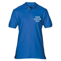 Personalised Polo Shirts Premium Cotton Double Pique Gildan White 211gsm, Colours 220gsm  with custom text Embroidery or logo