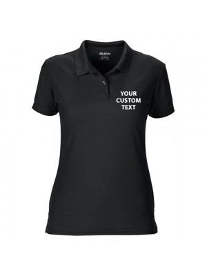 Personalised Polo Shirts Ladies Performance Double Pique Gildan 190gsm  with custom text Embroidery or logo