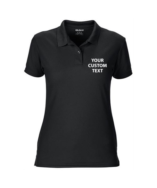 Personalised Polo Shirts Ladies Performance Double Pique Gildan 190gsm  with custom text Embroidery or logo