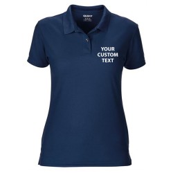 Personalised Polo Shirts Ladies Performance Double Pique Gildan 190gsm  with custom text Embroidery or logo