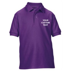 Personalised Polo Shirts Kids DryBlend Double Pique Gildan White 200gsm, Colours 207gsm with custom text Embroidery or logo
