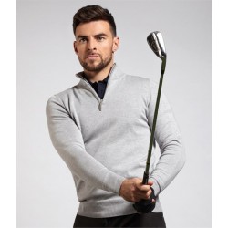 Plain GOLF ZIP NECK COTTON SWEATER GLENMUIR 12 GSM