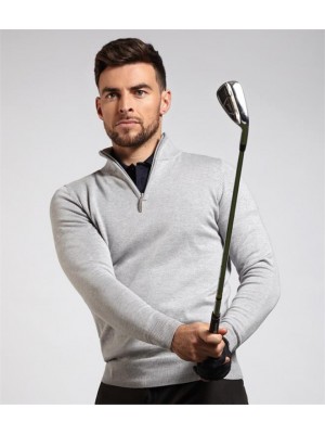 Plain GOLF ZIP NECK COTTON SWEATER GLENMUIR 12 GSM