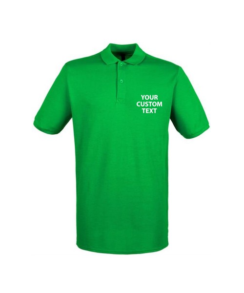 Personalised Polo Shirts Modern Fit Cotton Pique Henbury 180 with custom text Embroidery or logo