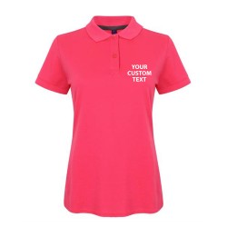 Personalised Polo Shirts Ladies Modern Fit Cotton Pique Henbury 180gsm with custom text Embroidery or logo