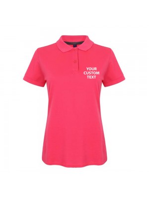 Personalised Polo Shirts Ladies Modern Fit Cotton Pique Henbury 180gsm with custom text Embroidery or logo