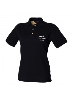 Personalised Polo Shirts Ladies Classic Pique Henbury 225gsm with custom text Embroidery or logo