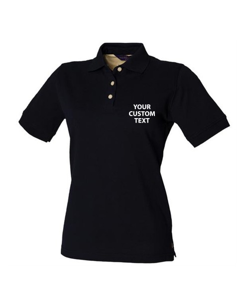 Personalised Polo Shirts Ladies Classic Pique Henbury 225gsm with custom text Embroidery or logo