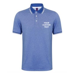 Personalised Polo Shirts Two-Tone Tipped Pique Henbury 200 with custom text Embroidery or logo