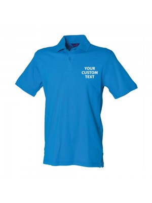 Personalised Polo Shirt Stretch Pique Henbury 200gsm with custom text Embroidery or logo