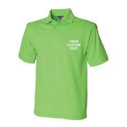 Personalised Polo Shirt Heavy Pique Henbury 200gsm with custom text Embroidery or logo