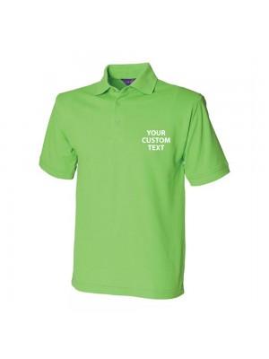 Personalised Polo Shirt Heavy Pique Henbury 200gsm with custom text Embroidery or logo