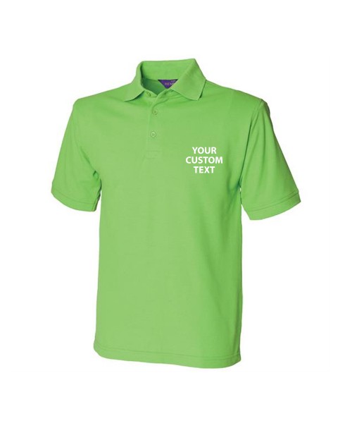 Personalised Polo Shirt Heavy Pique Henbury 200gsm with custom text Embroidery or logo