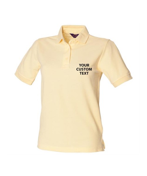 Personalised Polo Shirts Ladies Pique Henbury 200gsm with custom text Embroidery or logo