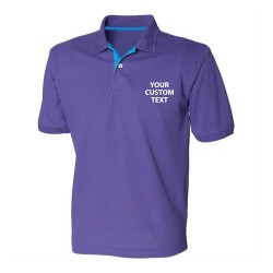 Personalised Polo Shirts Contrast 65/35 Pique Henbury 200gsm with custom text Embroidery or logo