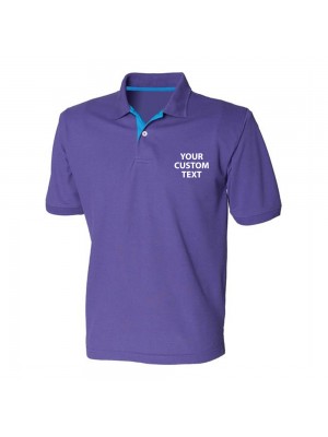 Personalised Polo Shirts Contrast 65/35 Pique Henbury 200gsm with custom text Embroidery or logo