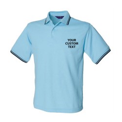 Personalised Polo Shirts Contrast Tipped Pique Henbury 200gsm  with custom text Embroidery or logo