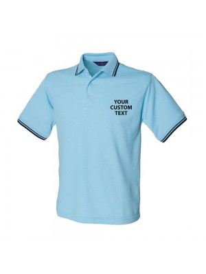 Personalised Polo Shirts Contrast Tipped Pique Henbury 200gsm  with custom text Embroidery or logo