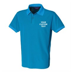 Personalised Polo Shirts Coolplus Piped Henbury 180gsm with custom text Embroidery or logo
