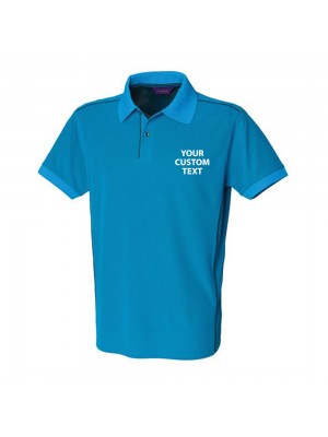 Personalised Polo Shirts Coolplus Piped Henbury 180gsm with custom text Embroidery or logo