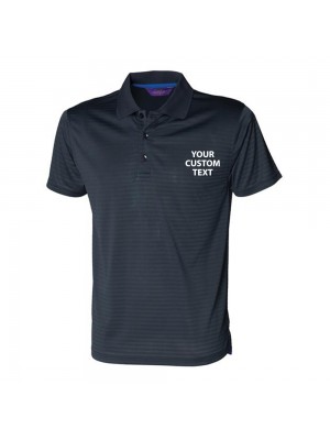 Personalised Polo Shirts Cooltouch Textured Stripe Henbury 180gsm with custom text Embroidery or logo