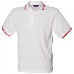 Personalised Polo Shirts Contrast Tipped Pique Henbury 200gsm  with custom text Embroidery or logo