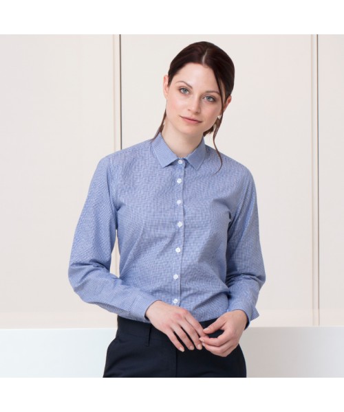 Plain Women's gingham Pufy wicking long sleeve SHIRT HENBURY 115 GSM