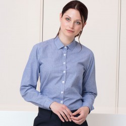 Plain Women's gingham Pufy wicking long sleeve SHIRT HENBURY 115 GSM